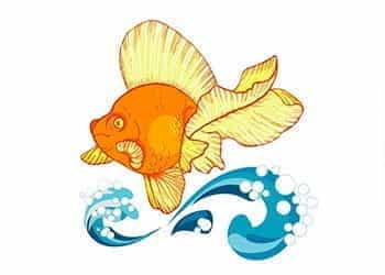 A drawing of a lucky goldfish.