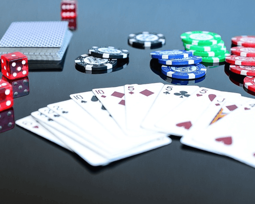 Poker cards and casino chips.