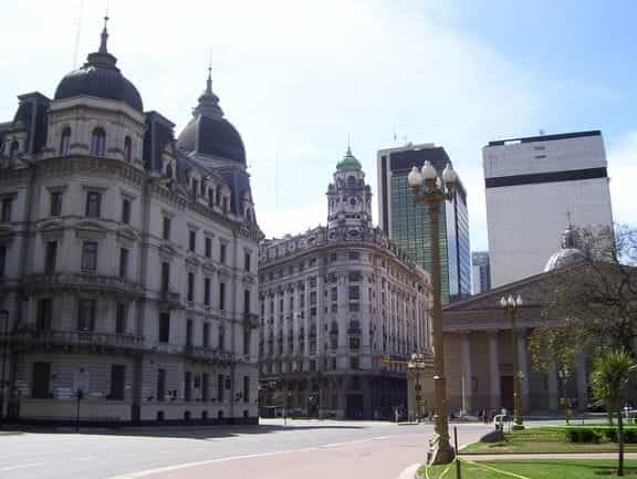 An intersection in Buenos Aires, Argentina.