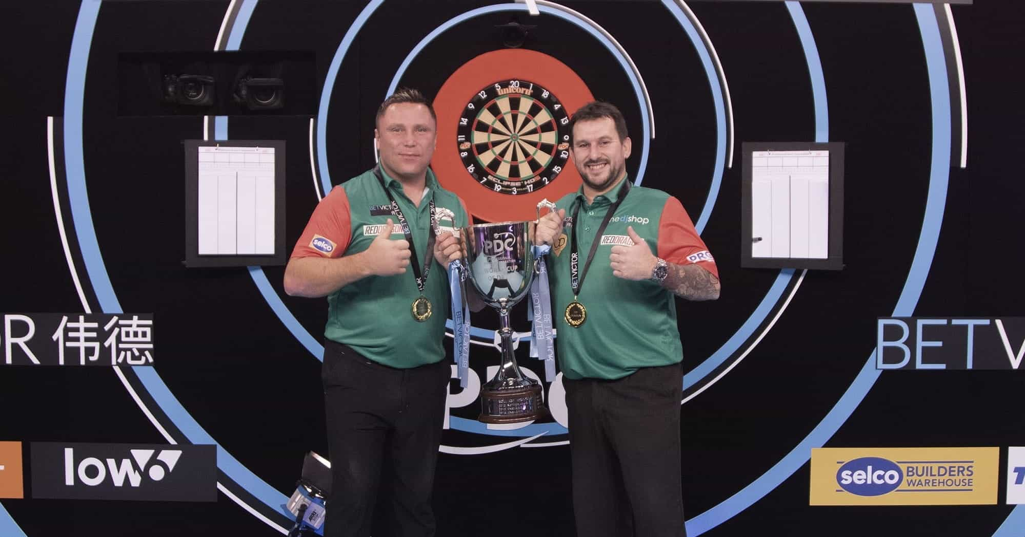 Welsh darts players Gerywn Price and Jonny Clayton.