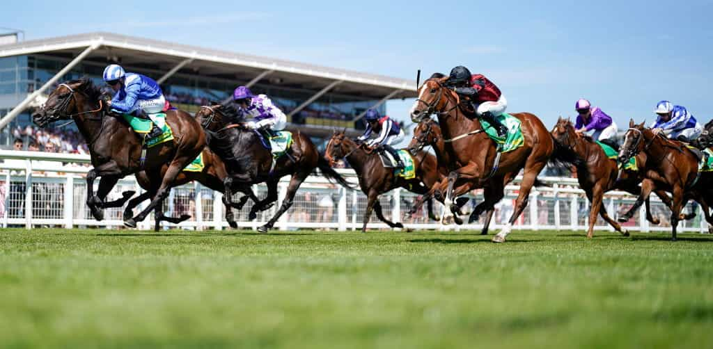 Jim Crowley riding Minzaal to victory at Newbury.