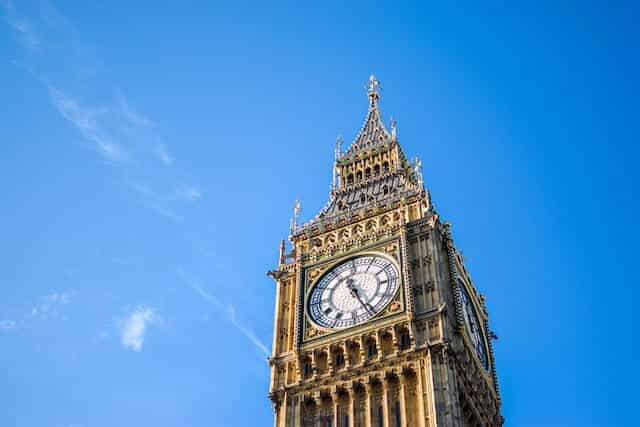 Big Ben clock tower in London.