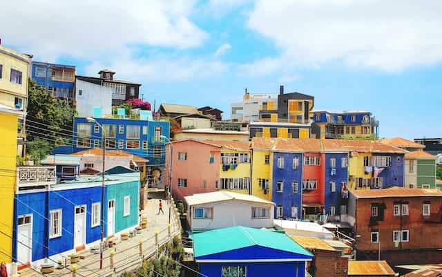 Colorful buildings in Valparaíso, Chile.