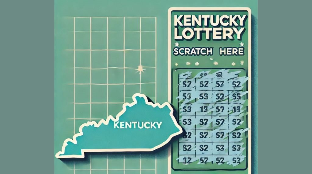 A Kentucky state map with a scratch off card